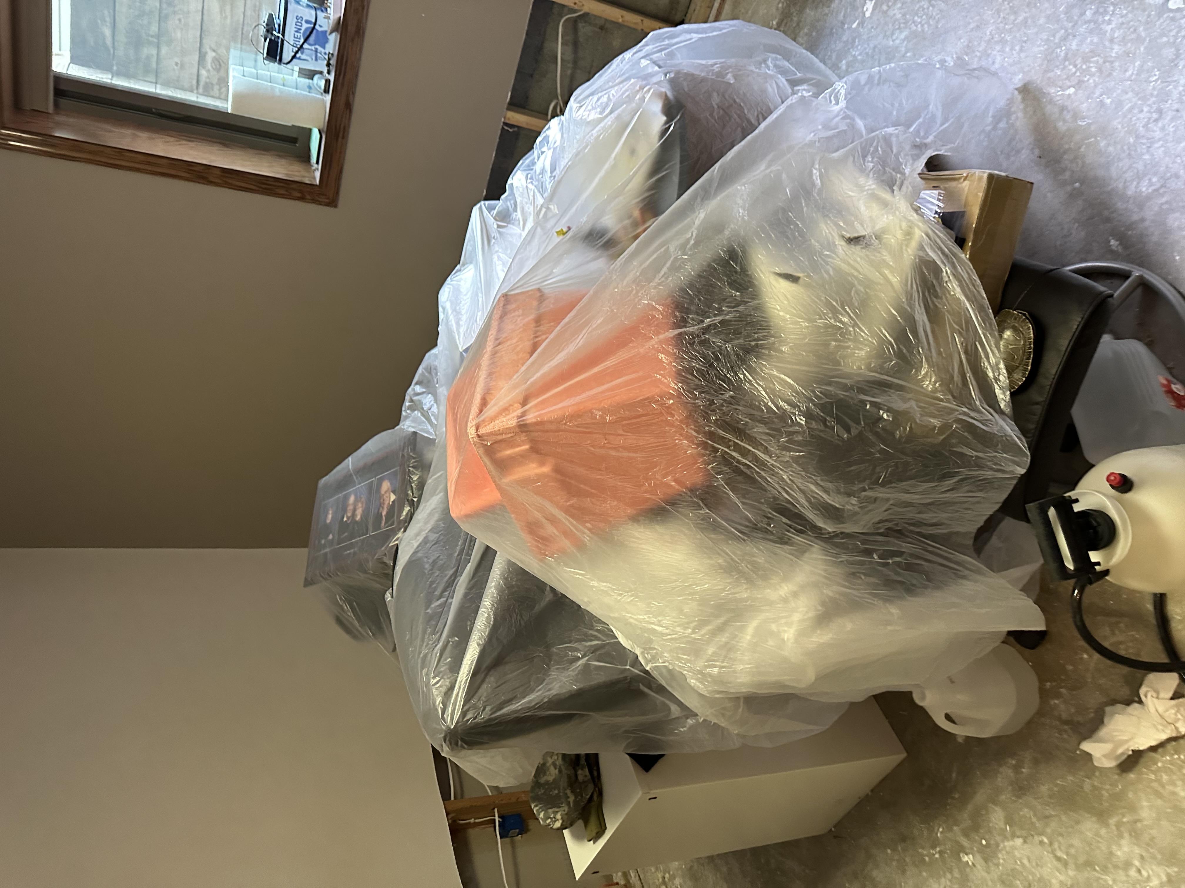 Professional restoration team protecting furniture during cleanup